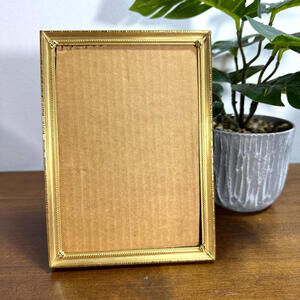 Vintage Picture Photo Frame Brass Metal Ornate Standing 5x7 Gold Velvet Back